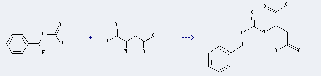 Asparticacid, N-[(phenylmethoxy)carbonyl]- can be prepared by Carbonochloridic acid benzyl ester and Aspartic acid